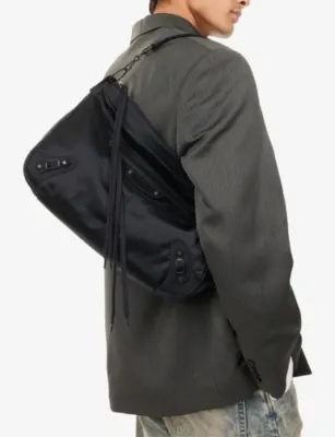 BALENCIAGA Le City Moto Medium Shell-Woven Bag detail 2