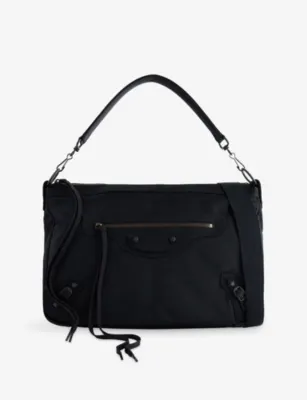 BALENCIAGA Le City Moto Medium Shell-Woven Bag