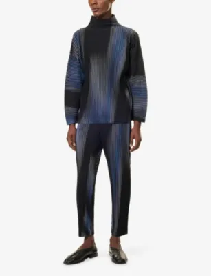 HOMME PLISSE ISSEY MIYAKE Blend Of Lights Knitted Trousers in 72-blue, additional product view 2