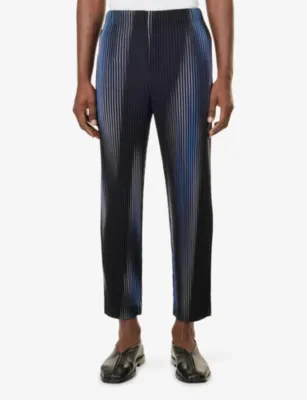 HOMME PLISSE ISSEY MIYAKE Blend Of Lights Knitted Trousers in 72-blue, additional product view 3