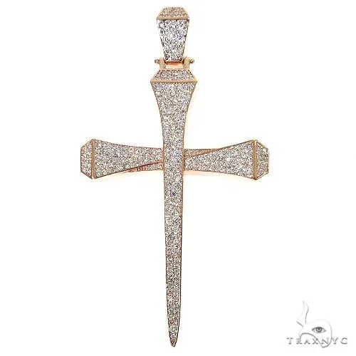 RINA - For Him CUSTOM CVD Small Diamond Nail Cross (Lab) 68691 in Rose Gold – Pendant