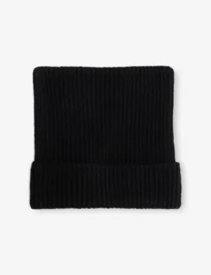 ACNE STUDIOS Ribbed Brand-Patch Wool-Blend Beanie detail 3