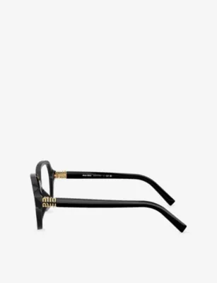 MIU MIU MU 03YV Square-Frame Acetate Eyeglasses in BLACK, additional product view 2