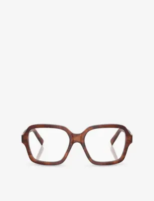 MIU MIU MU 03YV Square-Frame Acetate Eyeglasses in BROWN – Mens | Glasses