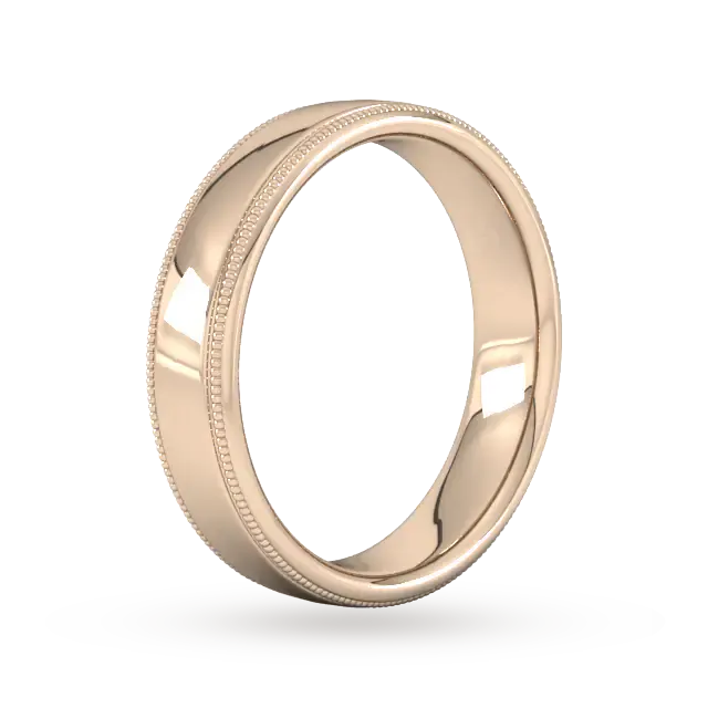For Him 5mm Slight Court Standard Milgrain Edge Wedding Ring In 18 Carat Yellow Gold detail 2