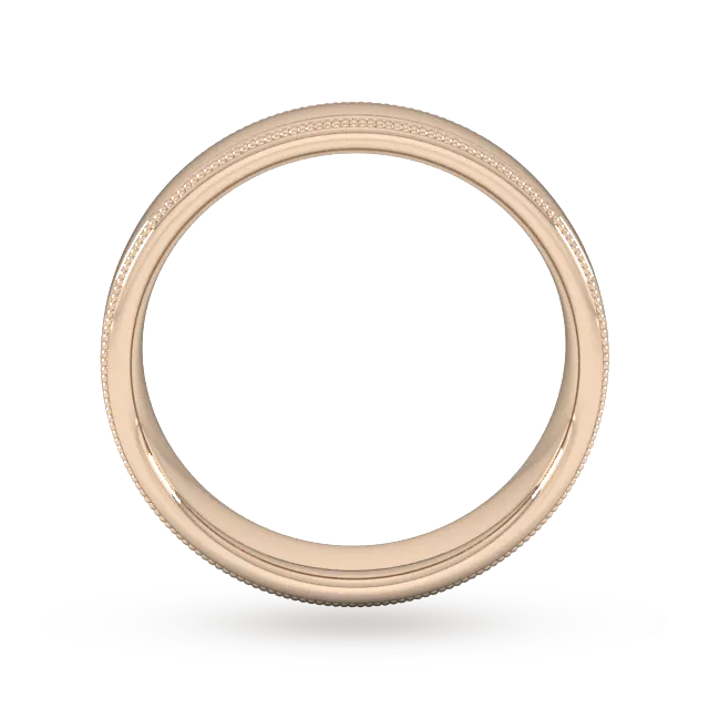 For Him 5mm Slight Court Standard Milgrain Edge Wedding Ring In 18 Carat Yellow Gold detail 3