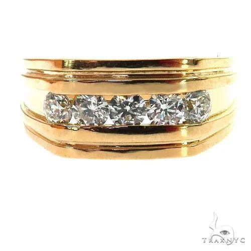 RINA - For Him CUSTOM 5 Stone Mens Diamond Wedding Band 68639 in Rose Gold / 10 – Ring