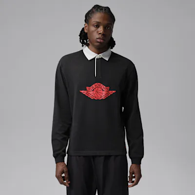 Jordan Flight Essentials Men's Rugby Top - Black/University Red/University Red
