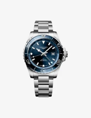 LONGINES L3.890.4.96.6 HydroConquest GMT Ceramic Bezel Stainless-Steel Automatic Watch in STAINLESS STEEL – Jewellery & Watches | Mens luxury watches