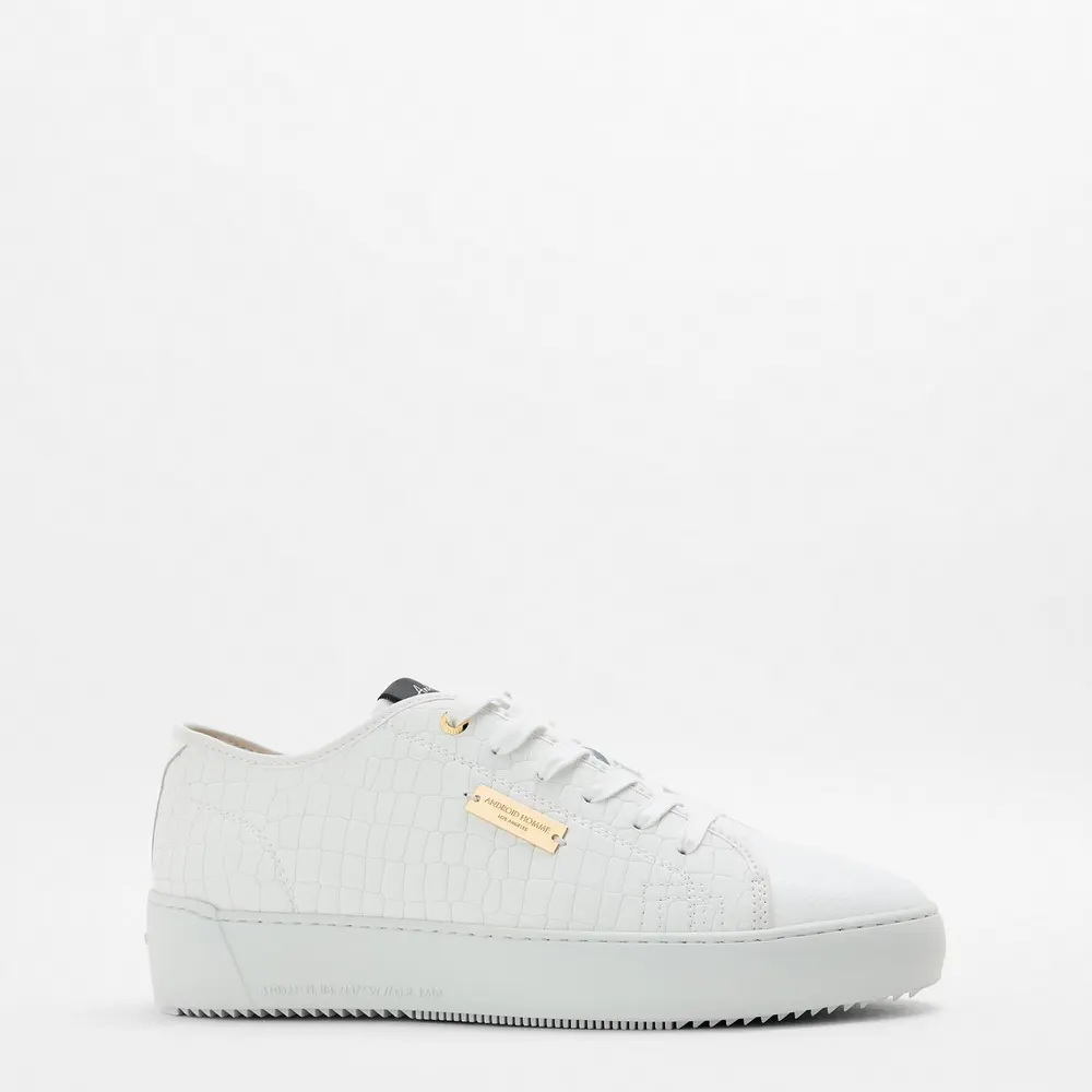 Android Homme Men's Low Trainers in White Croc – Footwear