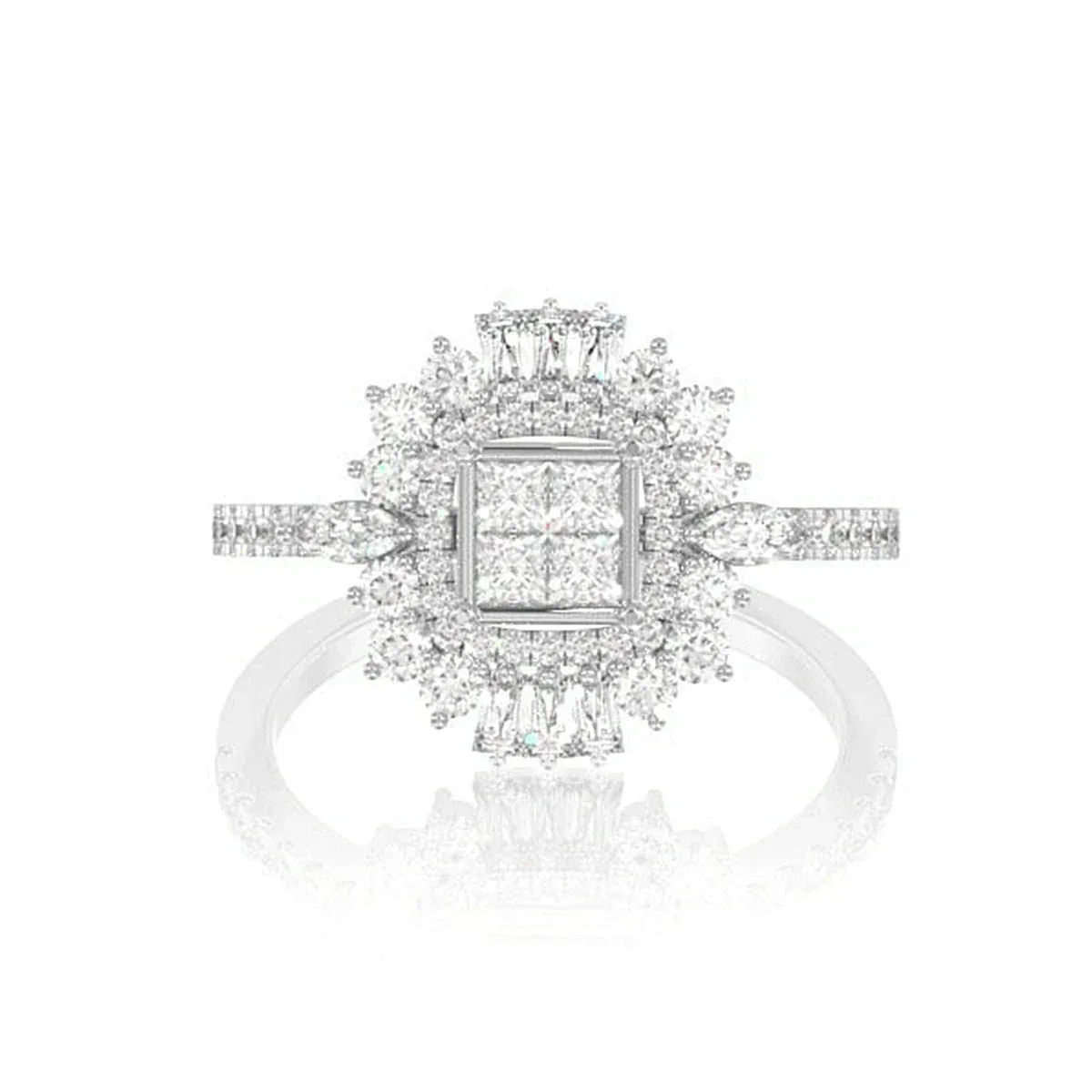 For Him Art Deco Princess Quad Ring in Rose Gold / VS / Lab Grown Diamond – Ring