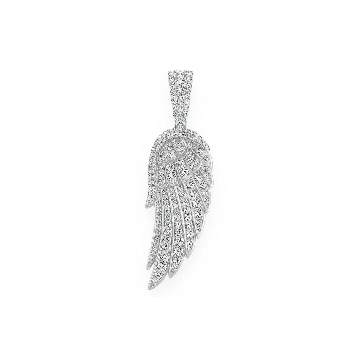 For Him Angel Wing Feather Diamond Pendant in 2.35ctw / White Gold – Pendant