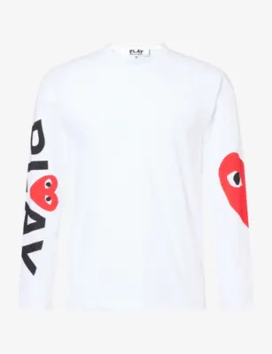 COMME DES GARCONS PLAY Heart-Logo Print Long-Sleeve Cotton T-Shirt