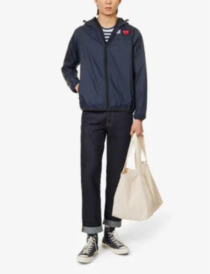 COMME DES GARCONS PLAY Comme des Garçons PLAY x K-way brand-print regular-fit shell hooded jacket detail 2