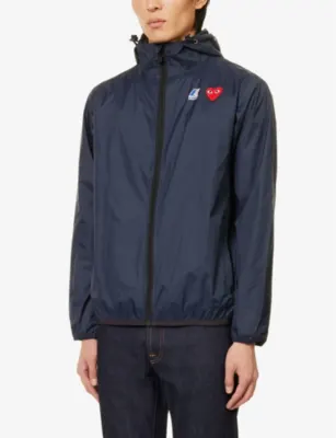 COMME DES GARCONS PLAY Comme des Garçons PLAY x K-way brand-print regular-fit shell hooded jacket detail 3