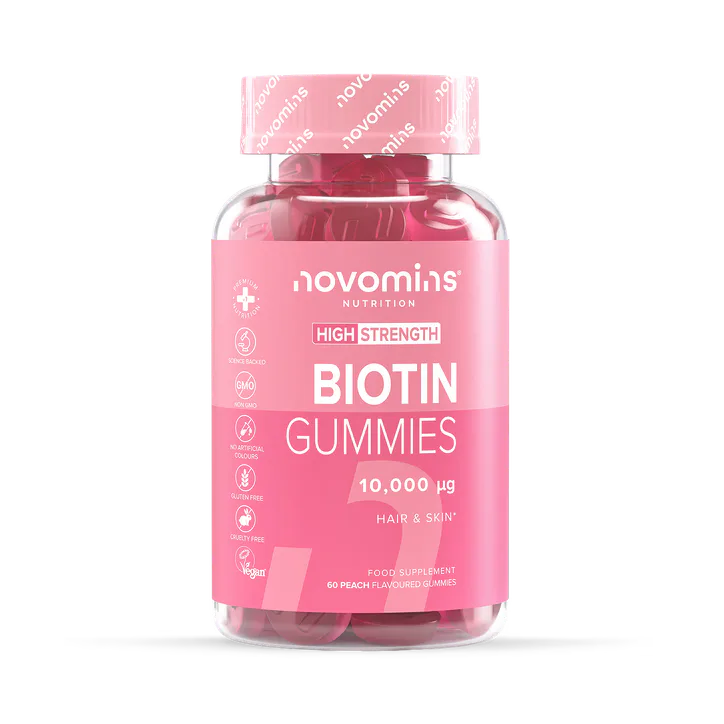 Novomins Biotin 10,000µg Peach Flavoured 60 Gummies