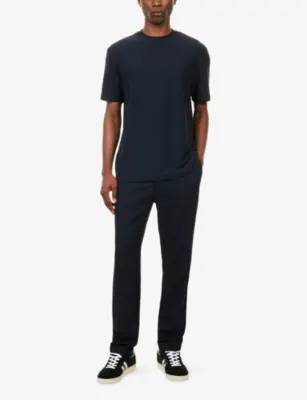 GIORGIO ARMANI Crew-Neck Stretch Wool-Knit T-Shirt in DARK NAVY, additional product view 2