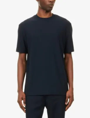 GIORGIO ARMANI Crew-Neck Stretch Wool-Knit T-Shirt in DARK NAVY, additional product view 3