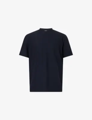 GIORGIO ARMANI Crew-Neck Stretch Wool-Knit T-Shirt in DARK NAVY – Mens | Tops & t-shirts | T-Shirts | Plain T-Shirts