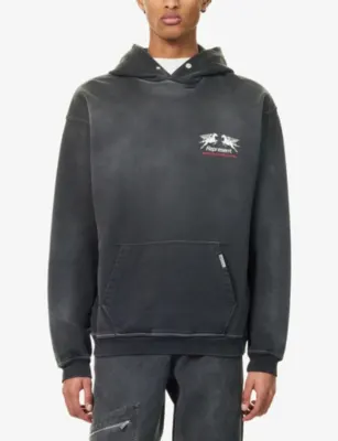REPRESENT 24 Hour Service Logo-Print Cotton Hoody detail 3