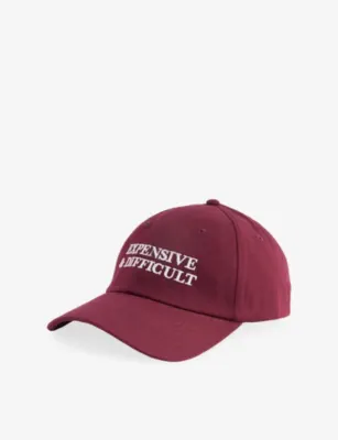 UNTIL FURTHER NOTICE Expensive & Difficult Embroidered Cotton-Twill Baseball Cap - BURGUNDY detail 3