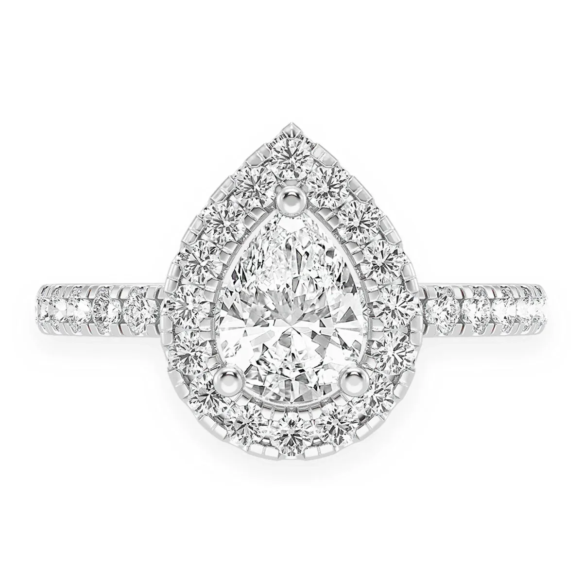 For Him Pear Scallop Halo One Row Diamond Ring in Rose Gold / 0.75ctw Pear Diamond (K/SI2) / Natural Diamond – Ring