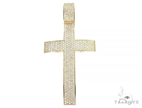 RINA - For Him CUSTOM 14K Yellow Gold Diamond Large Cross 65665 in Rose Gold – Pendant