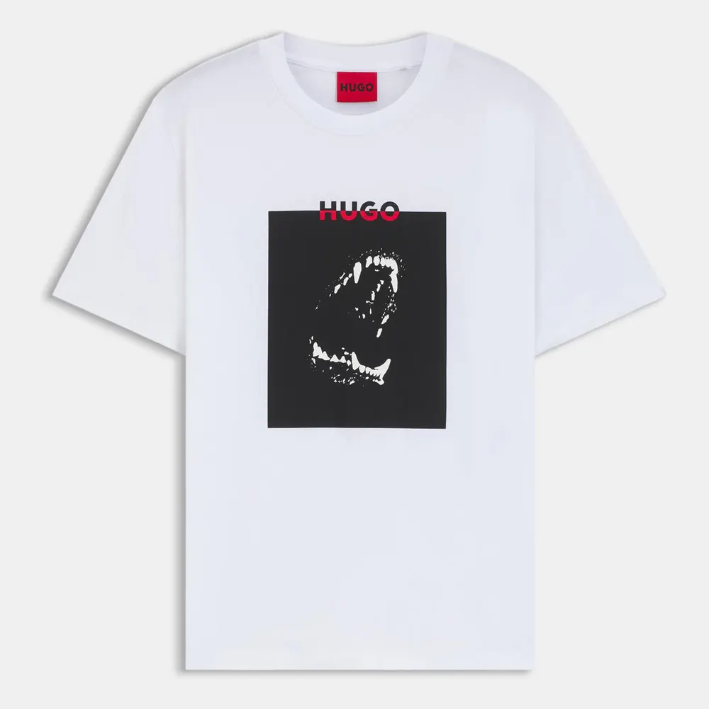 Hugo Dobermann Print T-Shirt in White 100 – Clothing