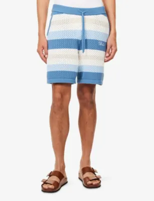 BELIER Como Striped Crochet-Knit Cotton Shorts detail 3