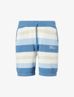 BELIER Como Striped Crochet-Knit Cotton Shorts
