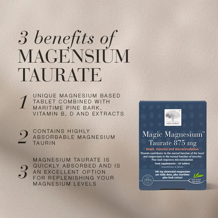 New Nordic Magic Magnesium Taurate 875mg 60 Tablets detail 3