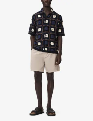 ALLSAINTS Mandon Flower-Embroidered Short-Sleeve Cotton Cardigan in MOONSTONE BLUE, additional product view 2