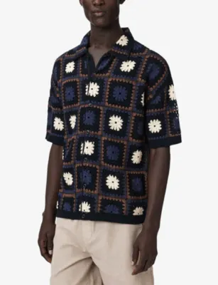 ALLSAINTS Mandon Flower-Embroidered Short-Sleeve Cotton Cardigan in MOONSTONE BLUE, additional product view 3