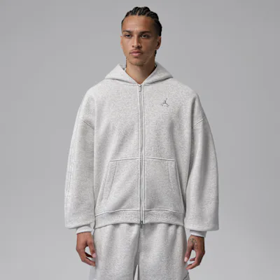 Jordan Brooklyn Men's Oversized Fleece Full-Zip - Neutral Grey/Heather/Photon Dust/Light Smoke Grey