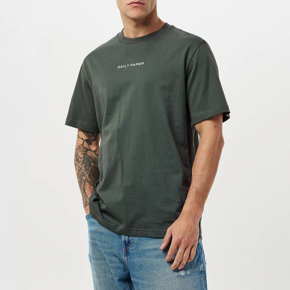 Daily Paper Men's Short Sleeve Crew Neck T-Shirt in Chrimera Green, additional product view 3