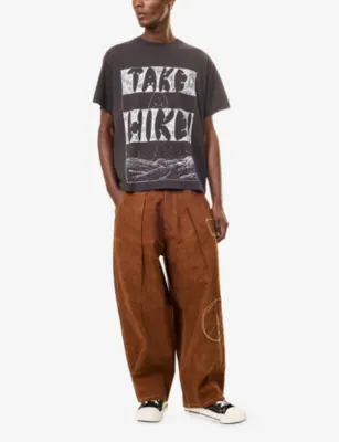 STORY MFG Grateful Printed Cotton T-Shirt in Charcoal Take A Hike, additional product view 2