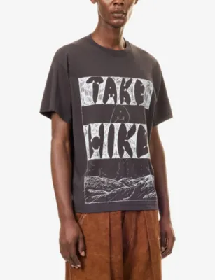 STORY MFG Grateful Printed Cotton T-Shirt in Charcoal Take A Hike, additional product view 3
