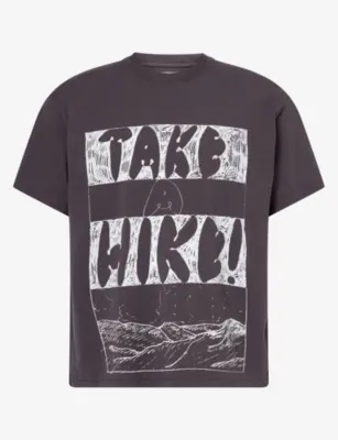 STORY MFG Grateful Printed Cotton T-Shirt in Charcoal Take A Hike – Mens | Tops & t-shirts | T-Shirts | Plain T-Shirts
