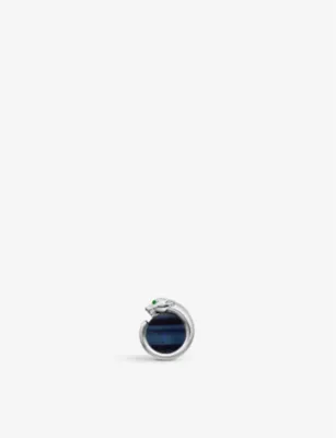 CARTIER Panthère de Cartier sterling-silver, 5.4ct falcon eye stones and lacquer cufflinks detail 2
