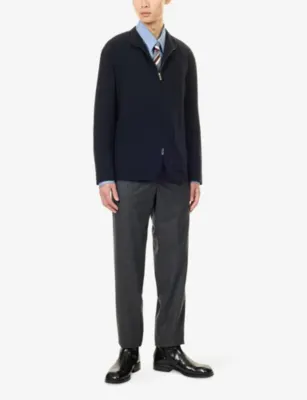 GIORGIO ARMANI Tonal-Stripe Virgin-Wool Jacket in CAVIAR, additional product view 2