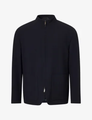 GIORGIO ARMANI Tonal-Stripe Virgin-Wool Jacket in CAVIAR – Mens | Blazers | Formal blazers
