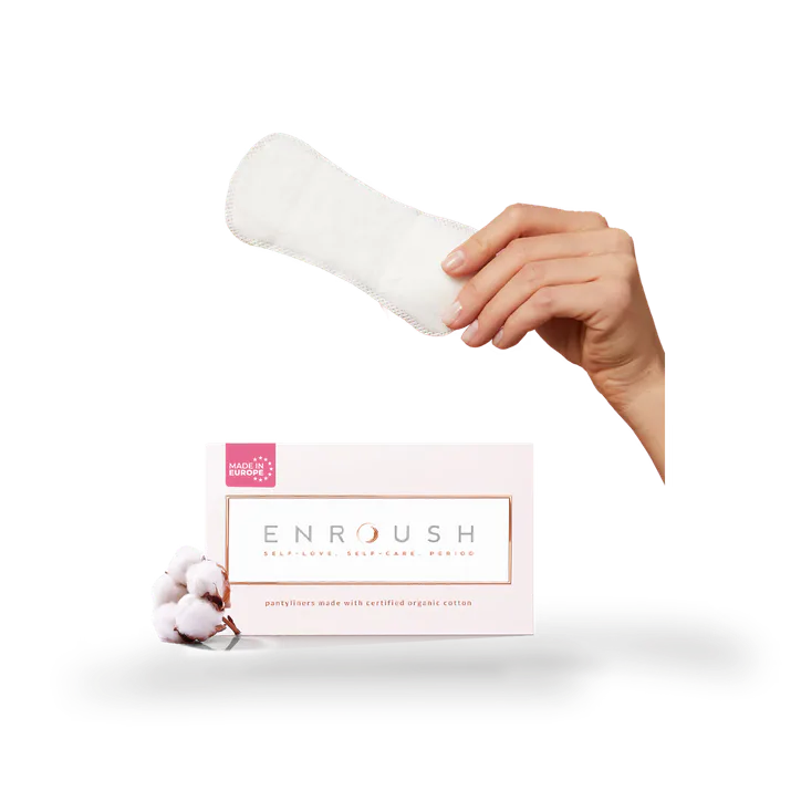 ENROUSH 100% Organic Cotton Topsheet Pantyliners – 24 Liners – Regular
