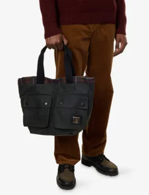 BARBOUR Field Waxed Carry-All Cotton Tote detail 3