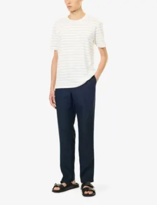 ORLEBAR BROWN Fabbian Striped Stretch-Linen T-Shirt detail 2