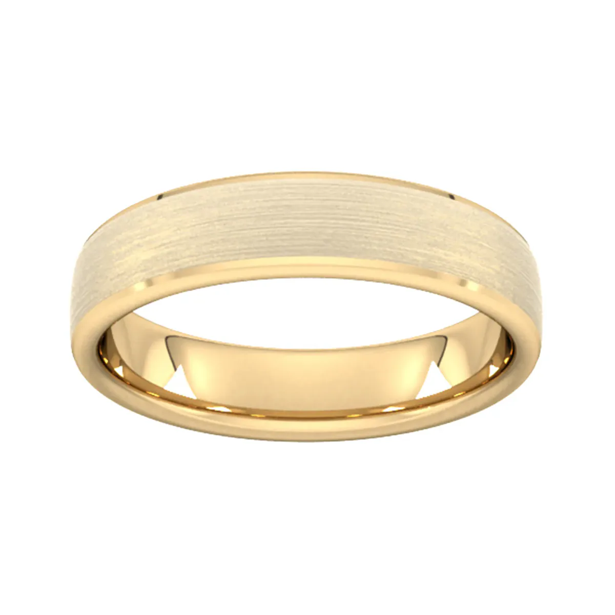 For Him 5mm D Shape Heavy Polished Chamfered Edges With Matt Centre Wedding Ring In 18 Carat Yellow Gold