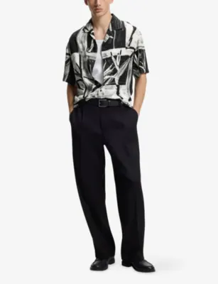 HUGO Oversized Abstract-Print Woven Shirt detail 2