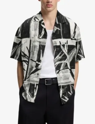 HUGO Oversized Abstract-Print Woven Shirt detail 3