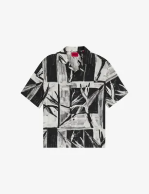 HUGO Oversized Abstract-Print Woven Shirt