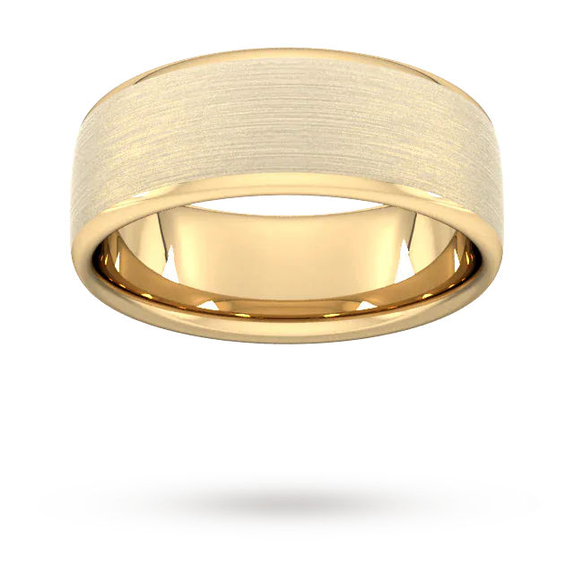 For Him 8mm Traditional Court Heavy Matt Finished Wedding Ring In 18 Carat Yellow Gold