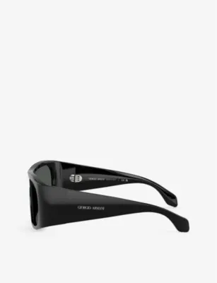 GIORGIO ARMANI AR8222U Rectangle-Frame Acetate Sunglasses in BLACK, additional product view 3